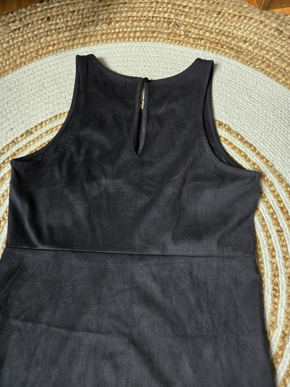 Faux Suede Black Sleeveless Fringe Midi Dress Western Goth Chic - Picture 5 of 13